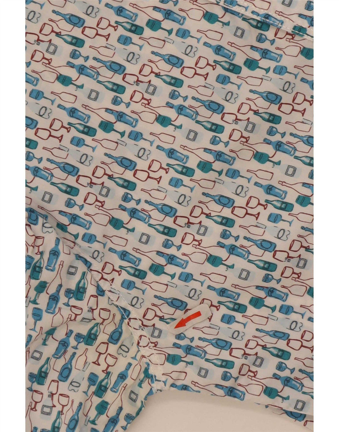 White Stuff Mens Slim Fit Camisa Padrão Abstrato Pequeno Algodão Azul