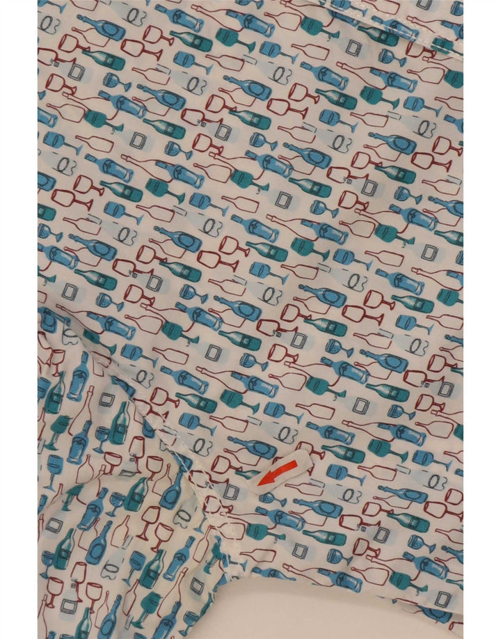 White Stuff Mens Slim Fit Camisa Padrão Abstrato Pequeno Algodão Azul