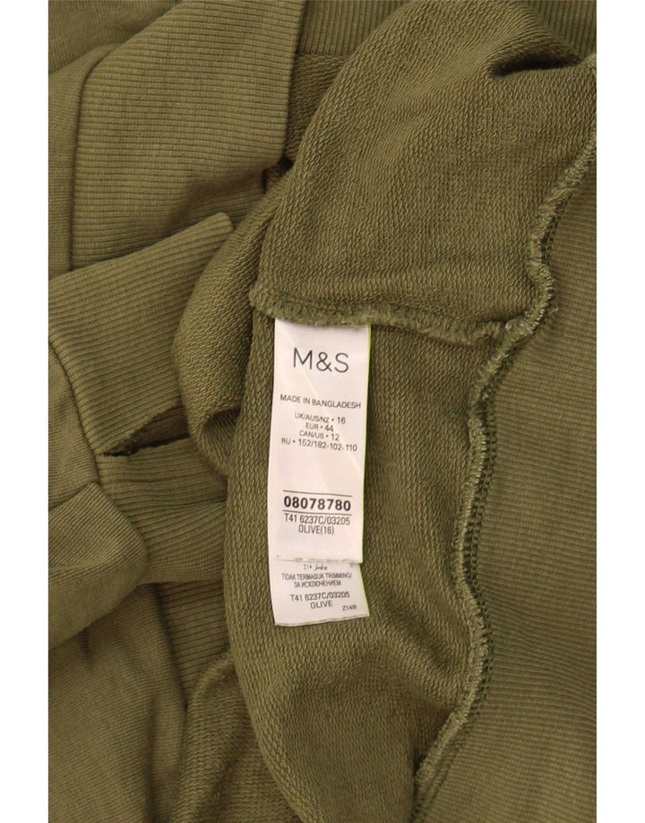 Marks & Spencer Womens Sweatshirt Jumper UK 16 Large Khaki Cotton