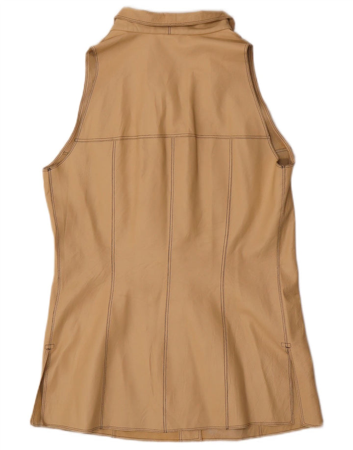 Gilet Vintage Femei din Piele IT 44 Medium Beige Piele