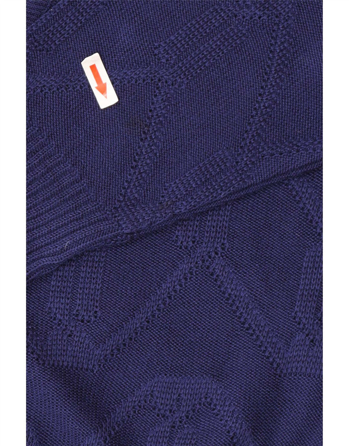Vintage Womens Cardigan Sweater EU 38/40 Medium Blue Chevron Polyacrylic