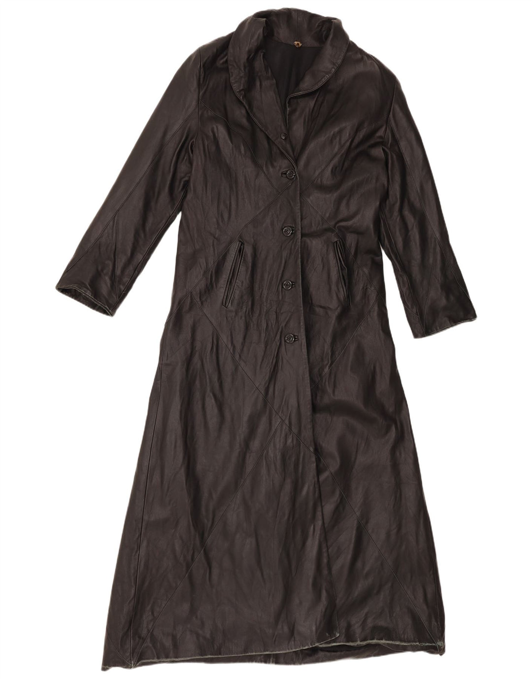 Vintage Womens Leather Coat IT 46 Large Black Leather