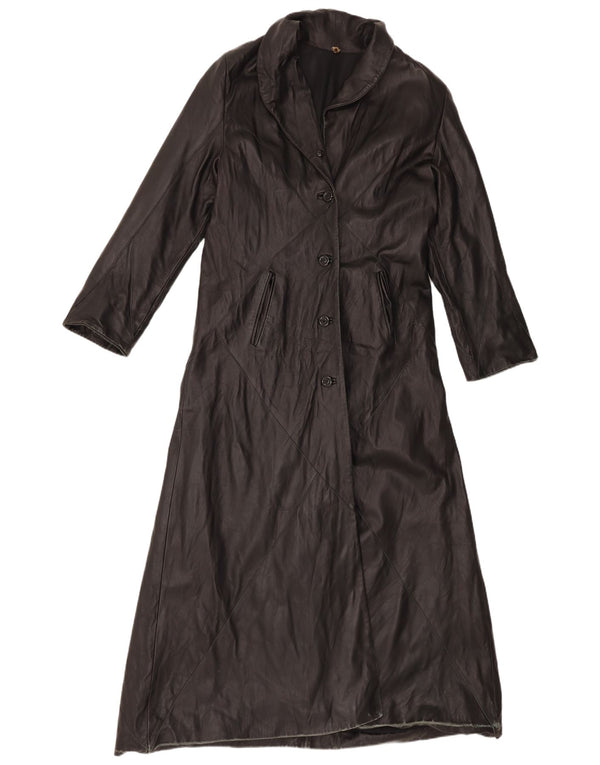 Vintage Womens Leather Coat IT 46 Large Black Leather