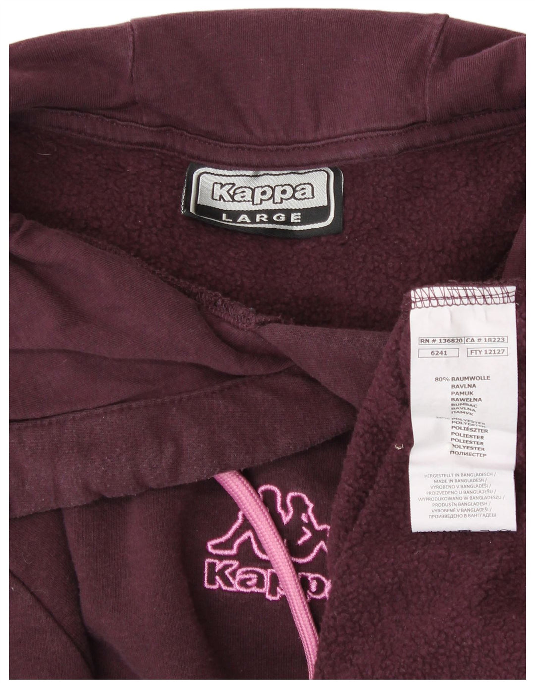 Jumper com capuz feminino KAPPA UK 16 grande algodão roxo