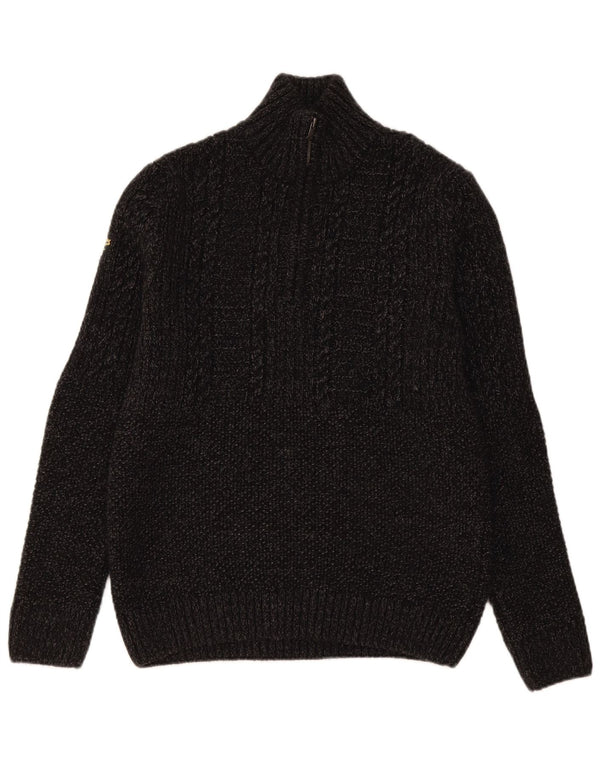 Superdry Herren-Pullover mit Reißverschluss am Hals, Mittelgrau geflecktes Acryl