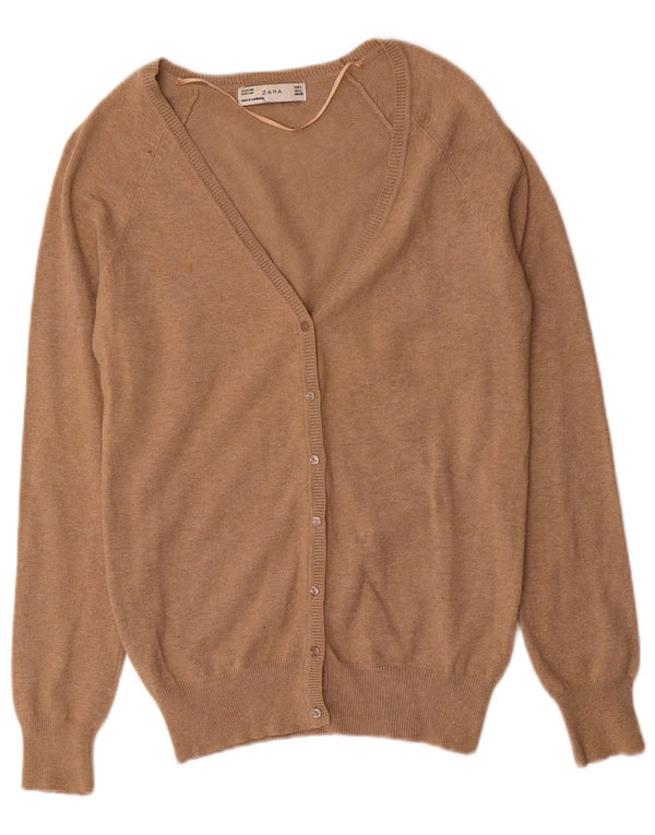 Maglione cardigan da donna Zara UK 14 grande cotone beige