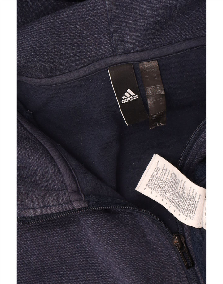 Adidas Mens Zip Hoodie Sweater Medium Navy Blue Cotton