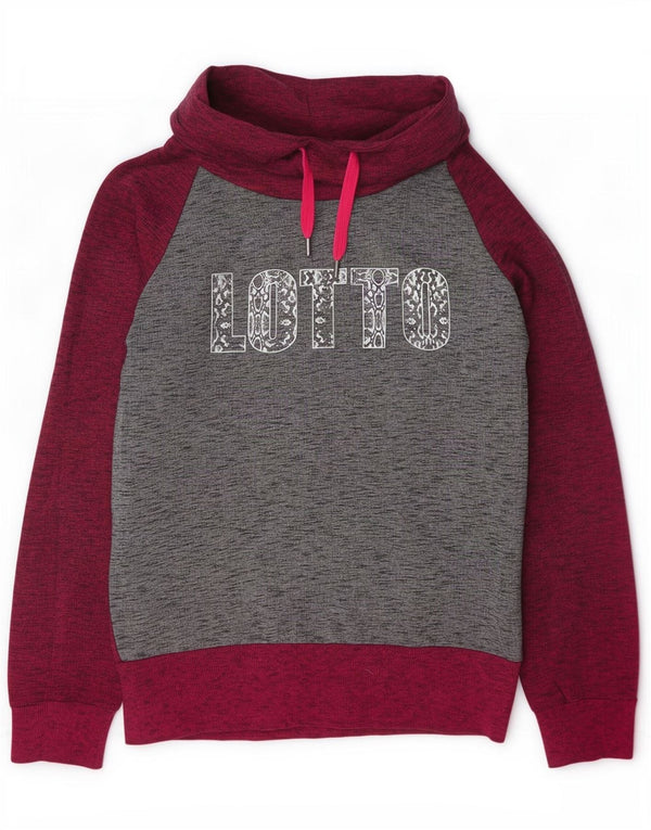 Felpa grafica da donna Lotto Maglione UK 14 Blocco colore bordeaux medio