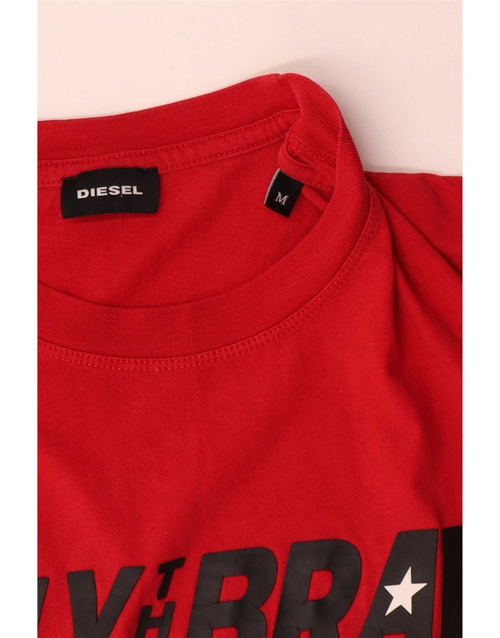 Diesel Mens Graphic T-Shirt Top Medium Red Cotton