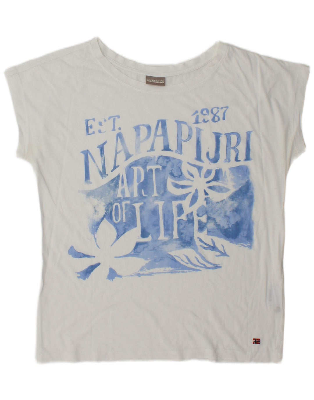 Napapijri Womens Graphic T-Shirt Top UK 14 Medium White