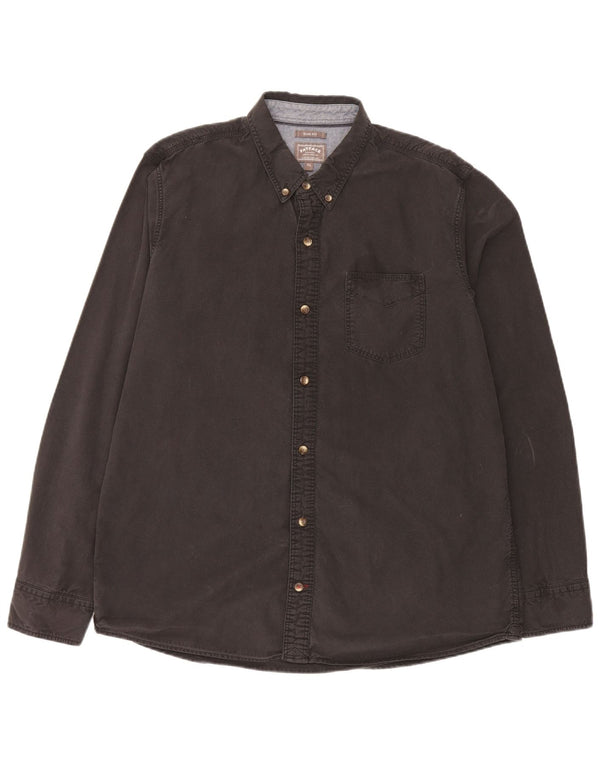 Fat Face Mens Slim Fit Shirt XL Black Cotton