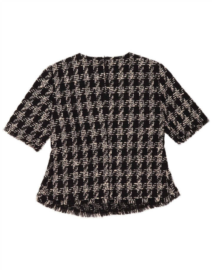 ZARA Womens Blouse Top UK 10 Small Black Check Acrylic