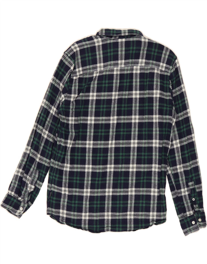 JACK & JONES Mens Flannel Shirt Large Navy Blue Check Cotton Vintage Jack & Jones and Second-Hand Jack & Jones from Messina Hembry 