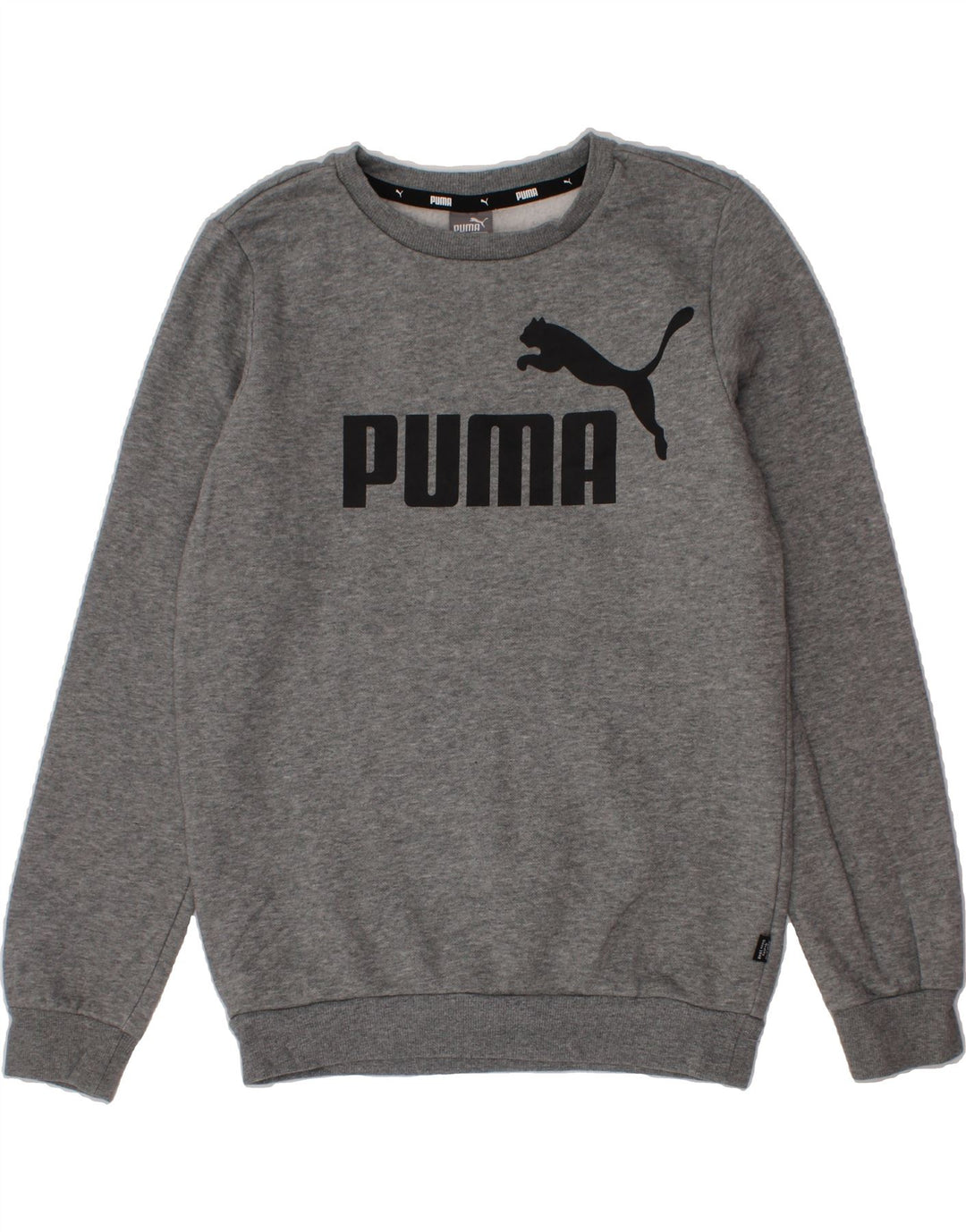 PUMA Girls Graphic Sweatshirt Jumper 11-12 Years Grey Cotton Vintage Puma and Second-Hand Puma from Messina Hembry 