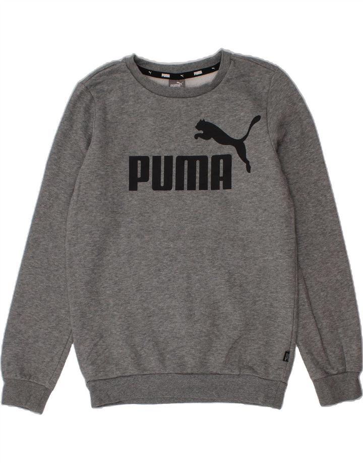PUMA Girls Graphic Sweatshirt Jumper 11-12 Years Grey Cotton Vintage Puma and Second-Hand Puma from Messina Hembry 