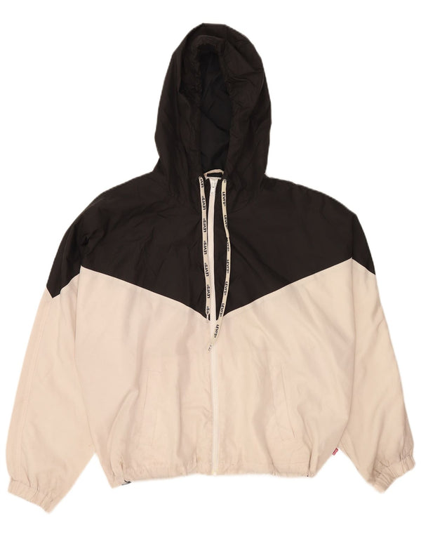 Giacca da ginnastica con cappuccio corta da donna Levi's UK 18 XL Colorblock nero