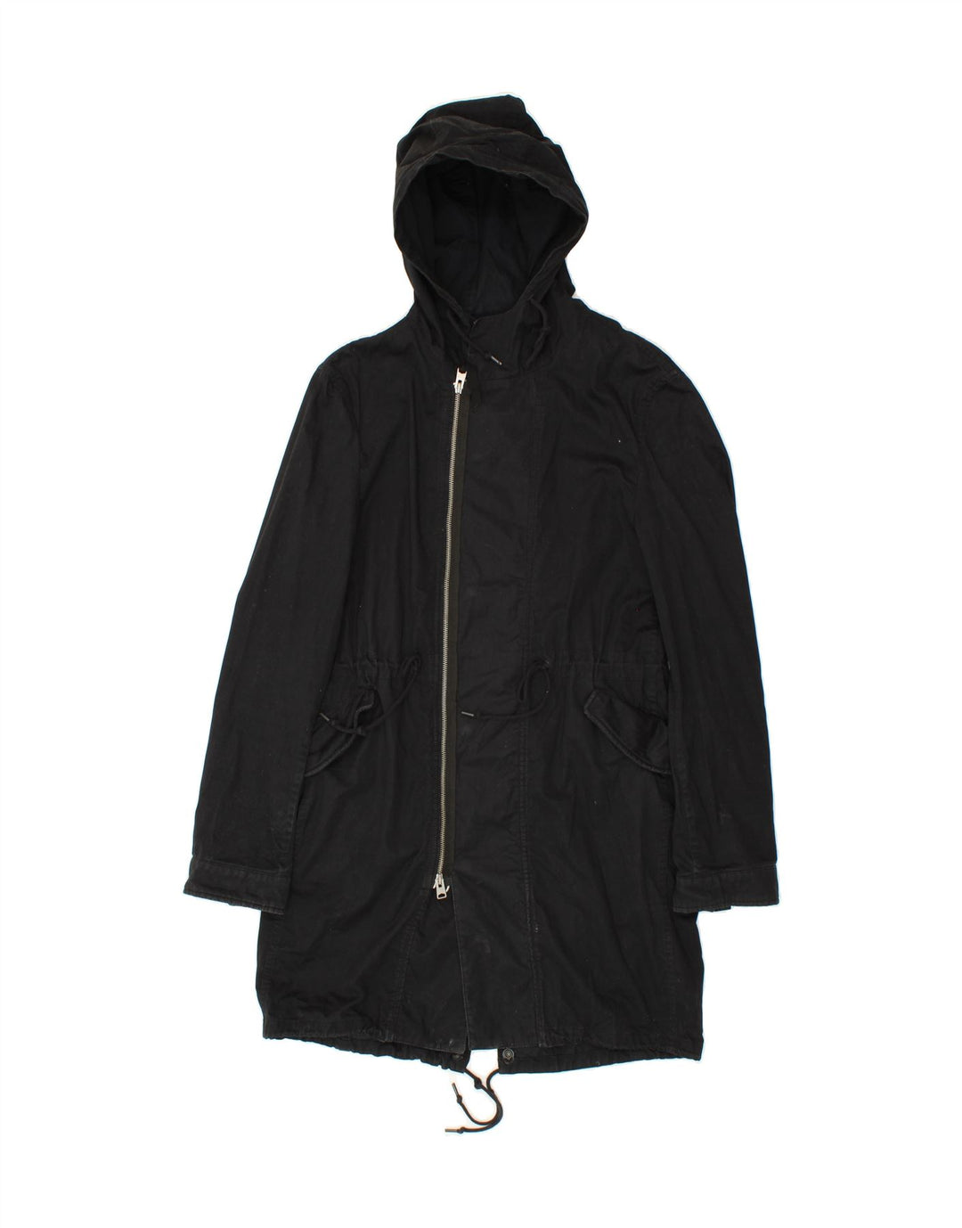 ALL SAINTS Womens Hooded Parka Jacket UK 10 Small Black Cotton Vintage All Saints and Second-Hand All Saints from Messina Hembry 