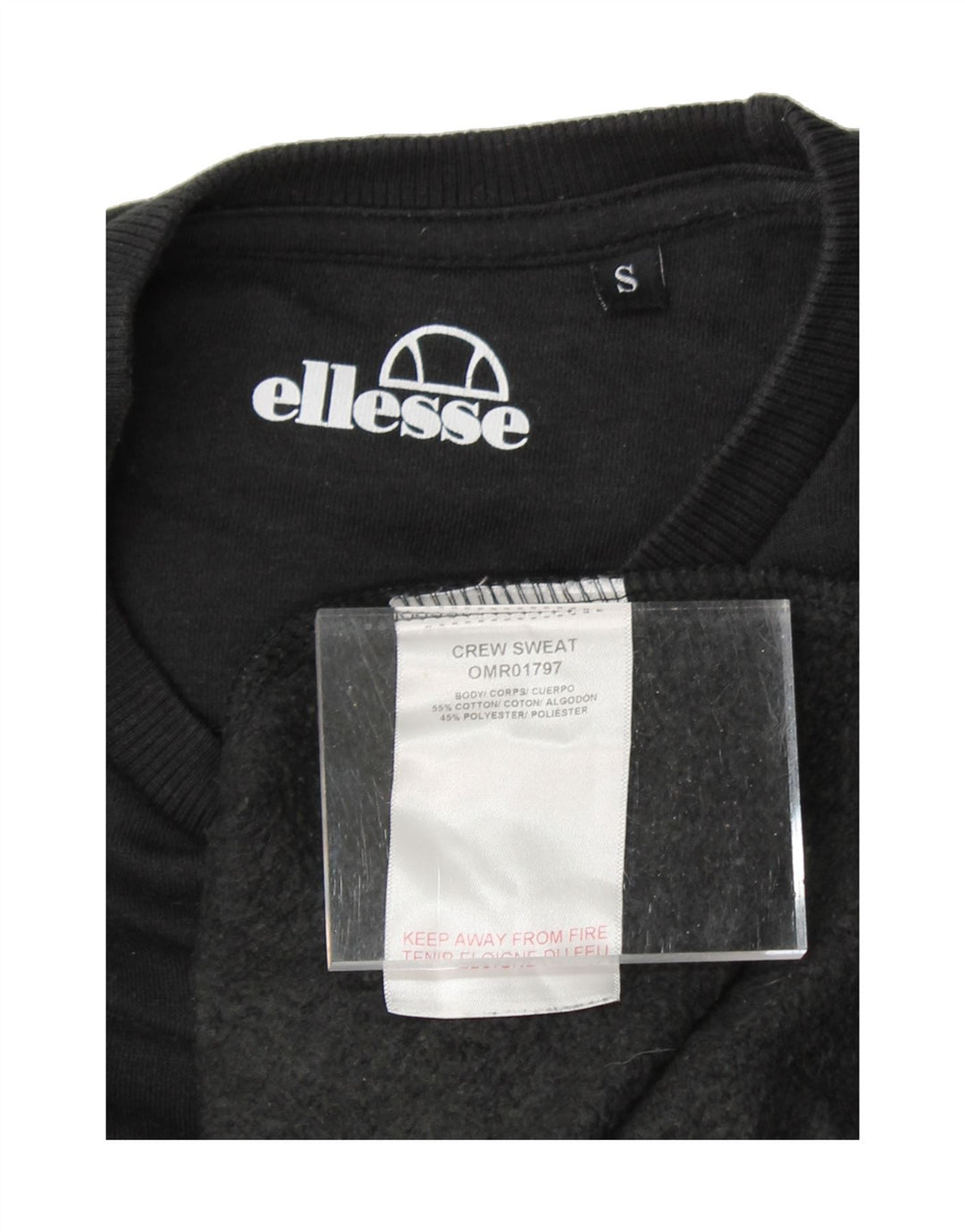 ELLESSE Mens Graphic Sweatshirt Jumper Small Black Cotton Vintage Ellesse and Second-Hand Ellesse from Messina Hembry 