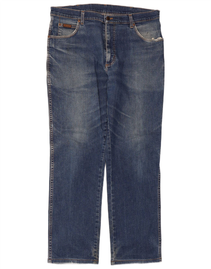 Wrangler Mens Texas Straight Jeans W38 L32 Blue Cotton