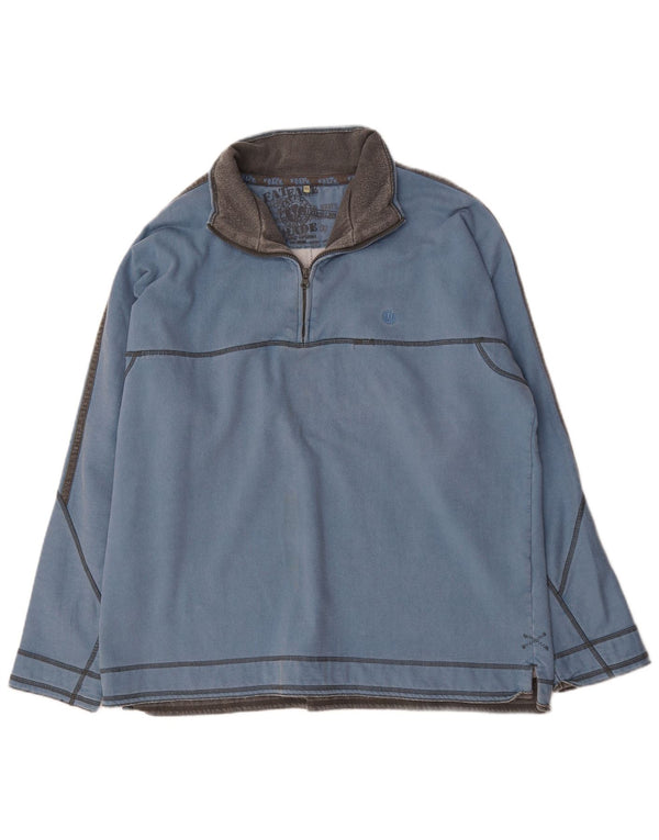 Fat Face Sweat-shirt col zippé pour homme XL en coton bleu