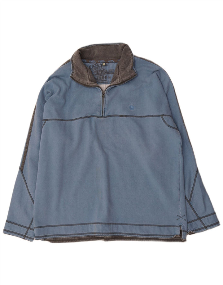 Fat Face Mens Zip Neck Sweatshirt Jumper XL Blue Cotton