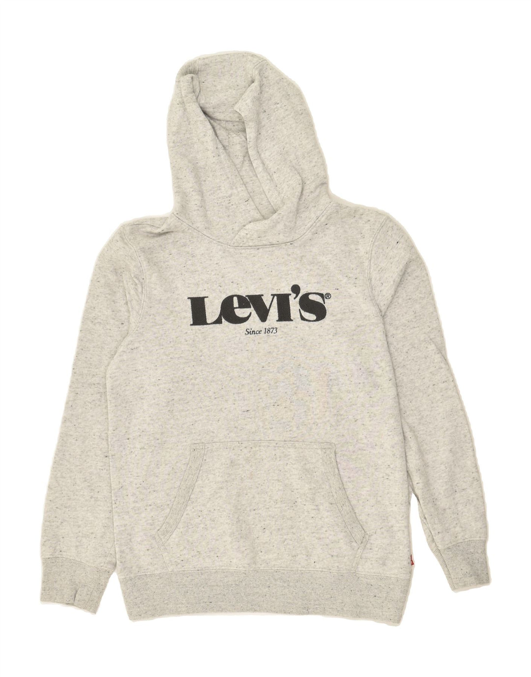 LEVI'S Boys Graphic Hoodie Jumper 15-16 Years Grey Flecked Cotton | Vintage Levi's | Thrift | Second-Hand Levi's | Used Clothing | Messina Hembry 
