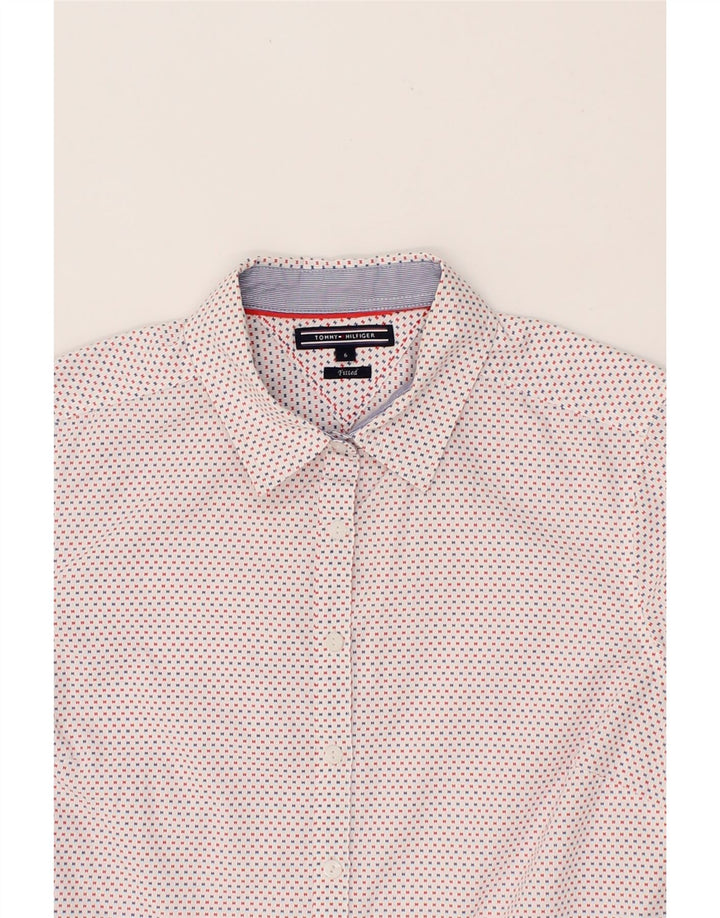 TOMMY HILFIGER Womens Fitted Shirt US 6 Medium White Spotted Vintage Tommy Hilfiger and Second-Hand Tommy Hilfiger from Messina Hembry 