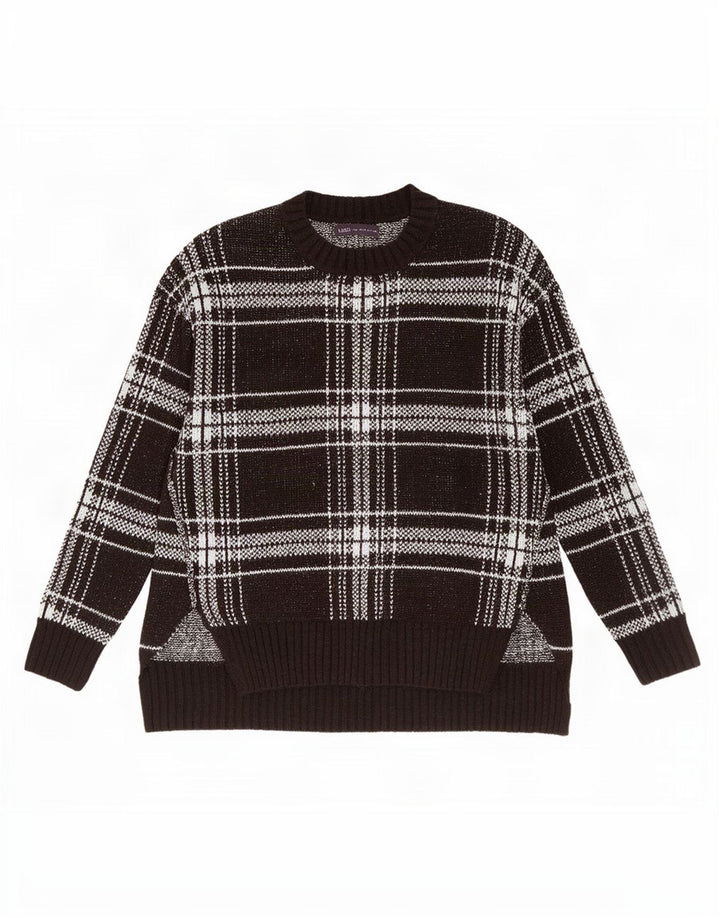 Marks & Spencer Pull col bateau pour femme UK 14 Medium Black Check