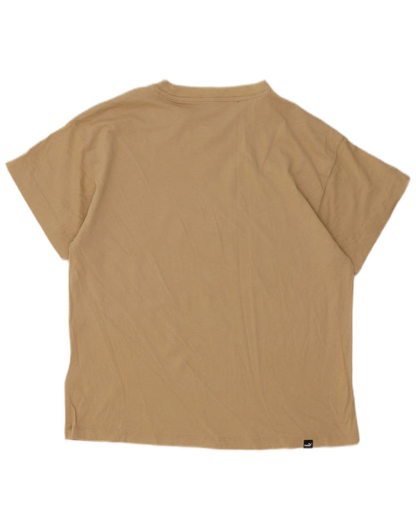 T-shirt grafica da donna Puma UK 16 grande in cotone beige