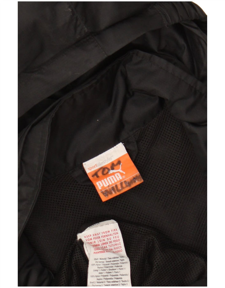 Puma Mens Graphic Hooded Rain Jacket UK 36 Small Black Nylon
