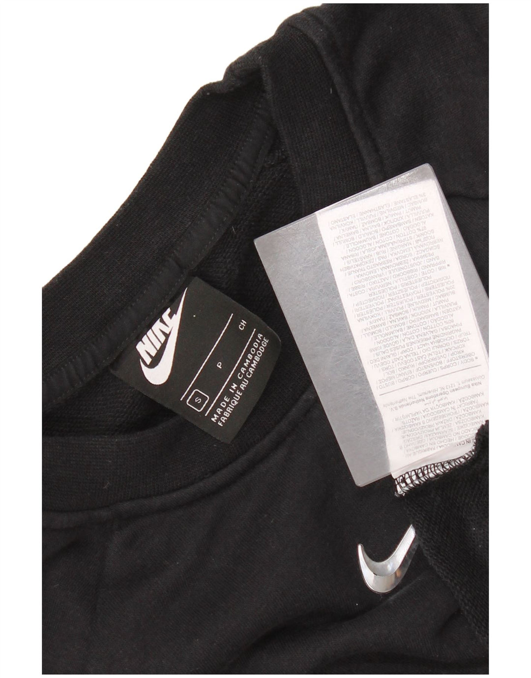 Nike Womens Swoosh Crop Oversized Sweatshirt Jumper UK 10 Small Black