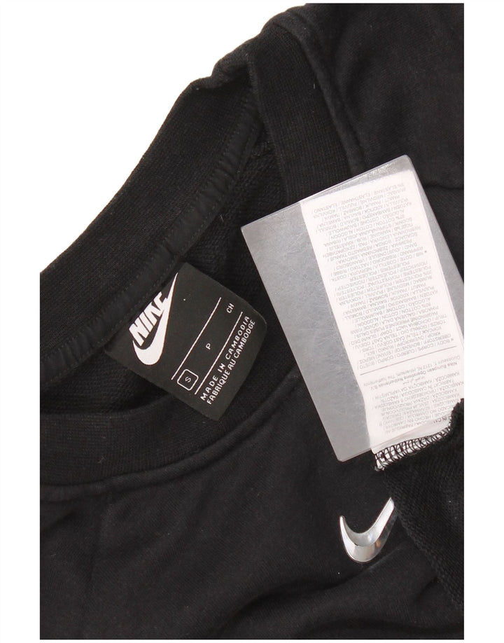 Nike Womens Swoosh Crop Oversized Sweatshirt Jumper UK 10 Small Black