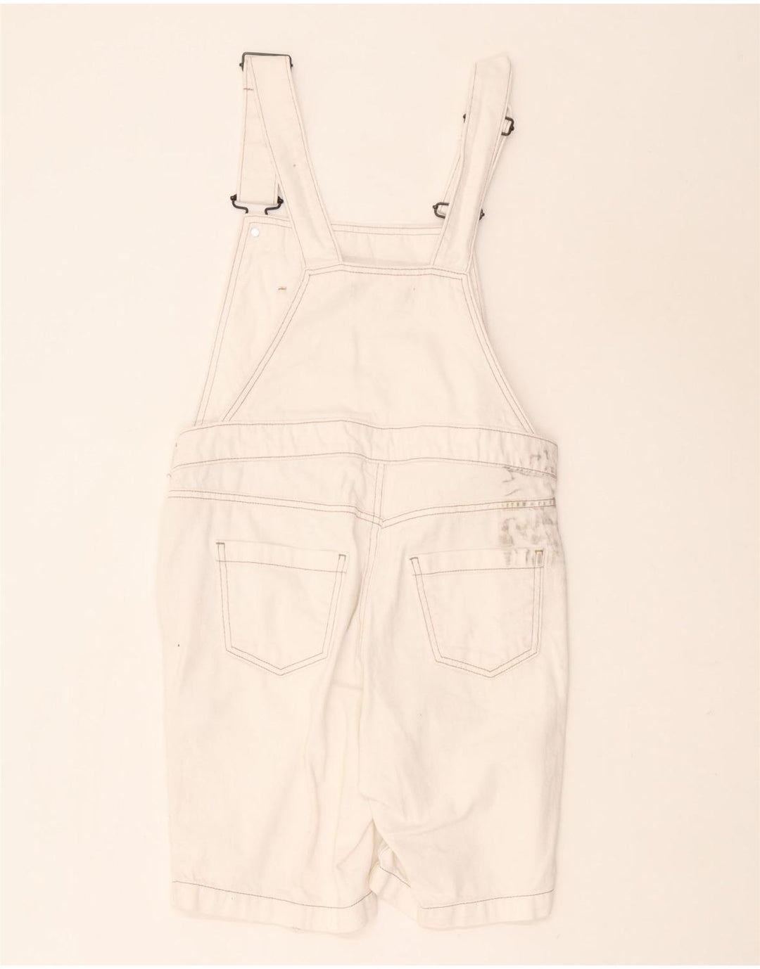 White Stuff Womens Dungarees Shorts UK 8 Small W30  White Cotton