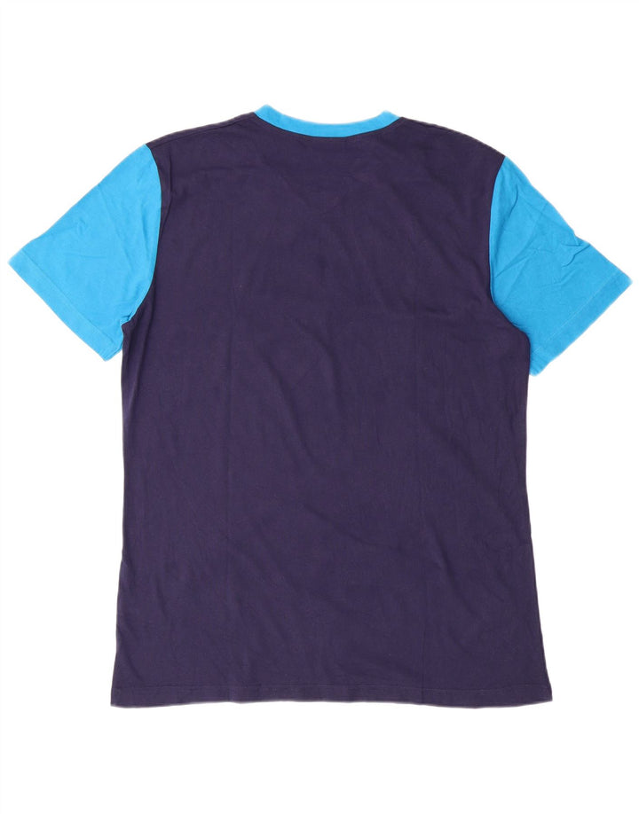FILA Mens Graphic T-Shirt Top Medium Navy Blue Colourblock Cotton