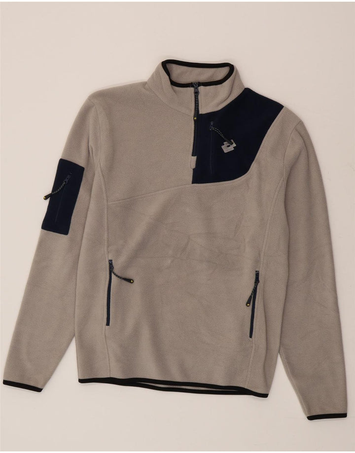 Lotto Mens Zip Neck Fleece Jumper Large Grey Colourblock Polyester