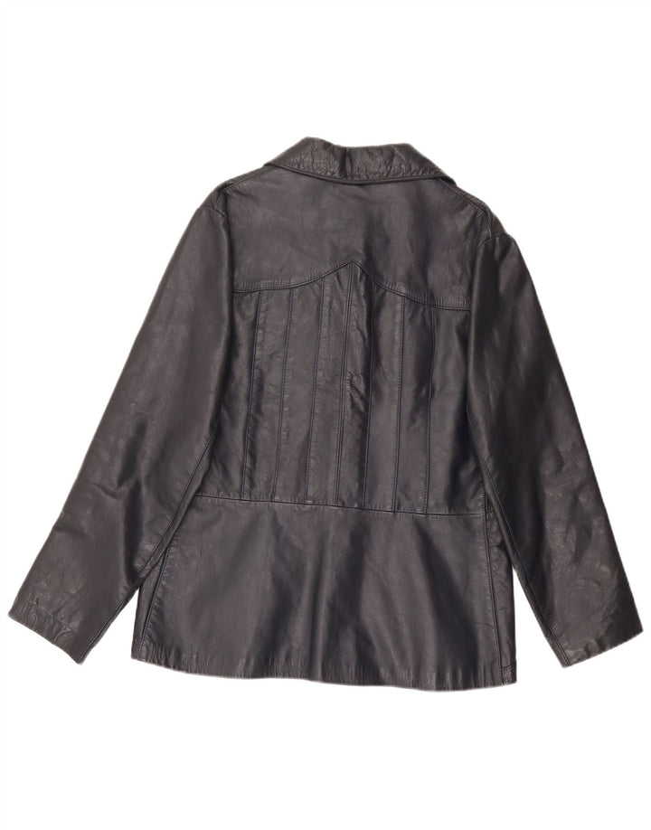 Giacca in pelle da donna vintage IT 46 grande in pelle nera