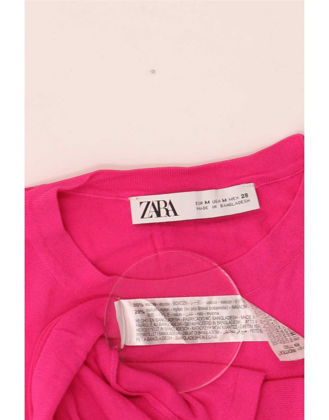 Zara Womens T-Shirt Top UK 12 Medium Pink Viscose