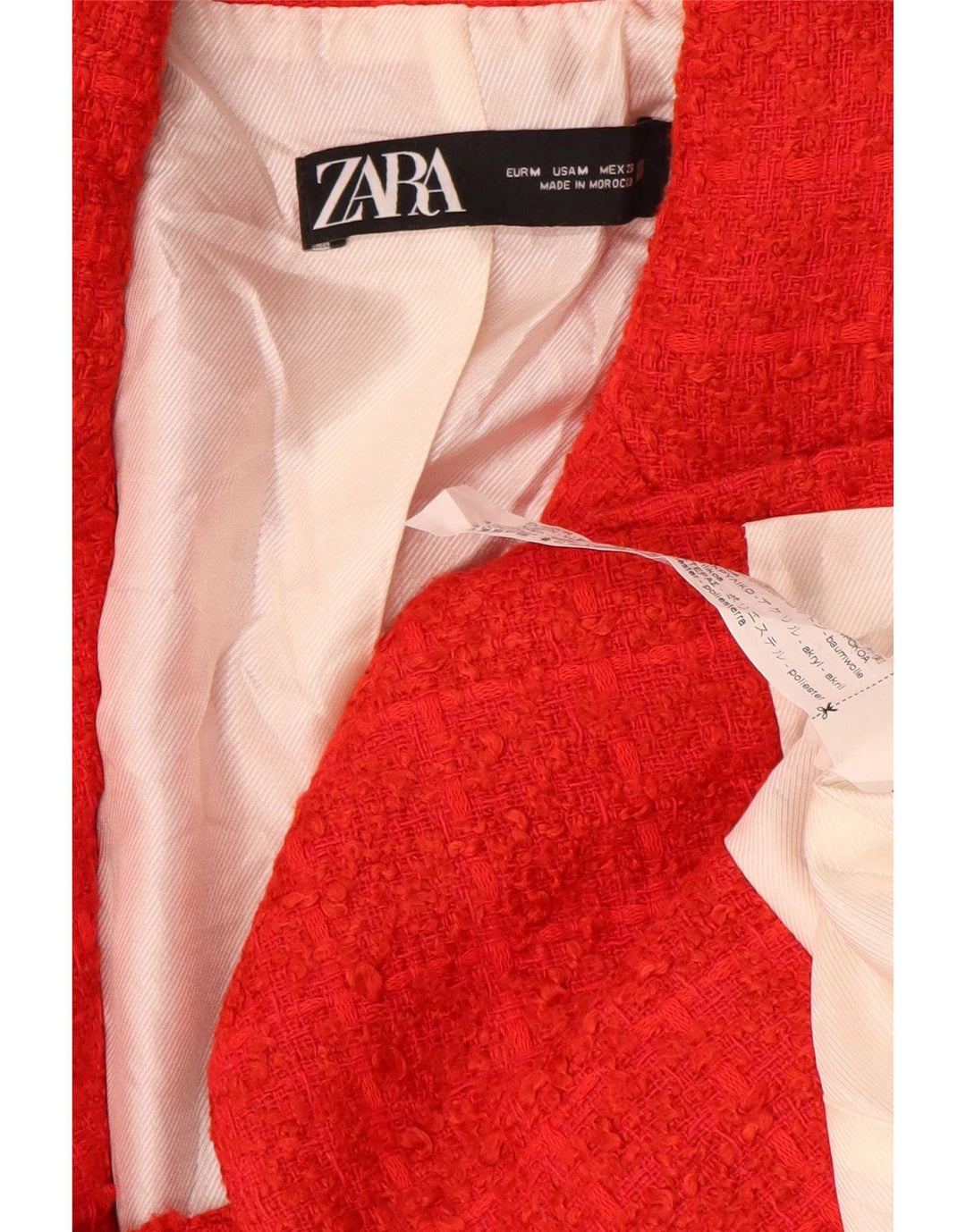 Jachetă Blazer pentru femei Zara UK 12, roșu mediu din bumbac