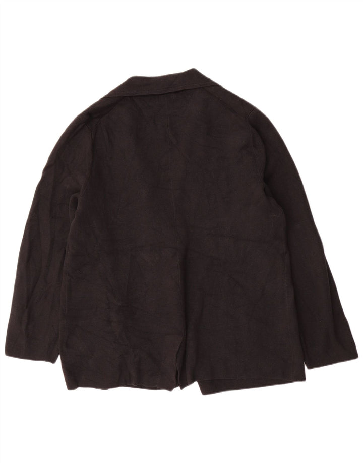 J. CREW Womens 2 Button Blazer Jacket UK 14 Medium Black Cotton