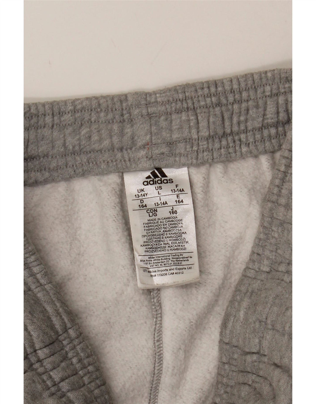 ADIDAS Boys Tracksuit Trousers 13-14 Year  Grey Cotton Vintage Adidas and Second-Hand Adidas from Messina Hembry 