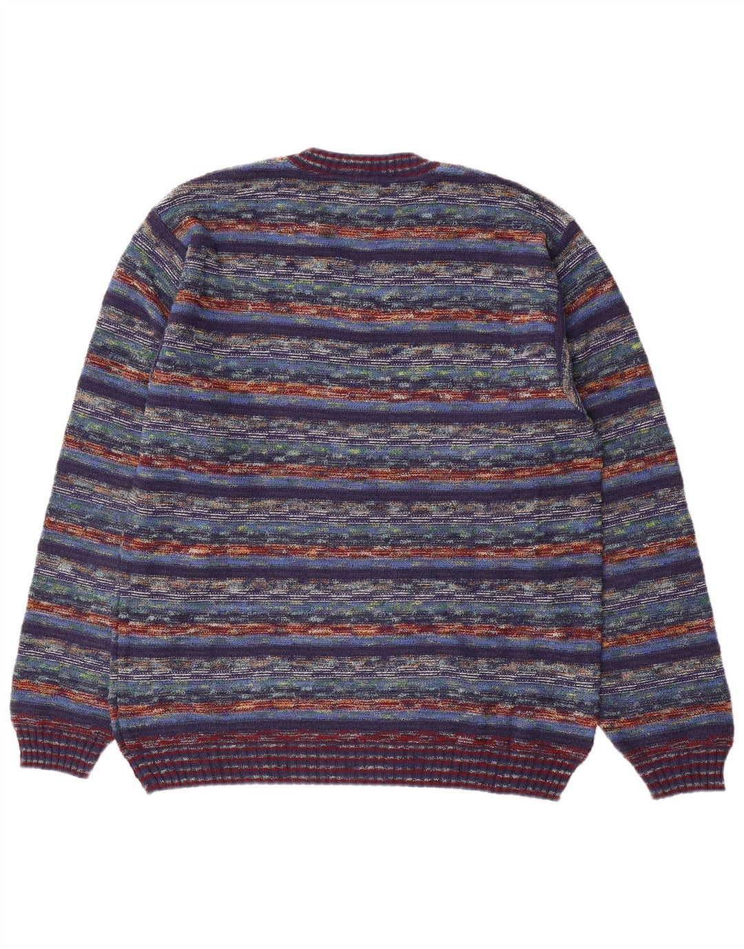 Il Granchio Mens V-Neck Jumper Sweater Medium Multicoloured Striped Cotton