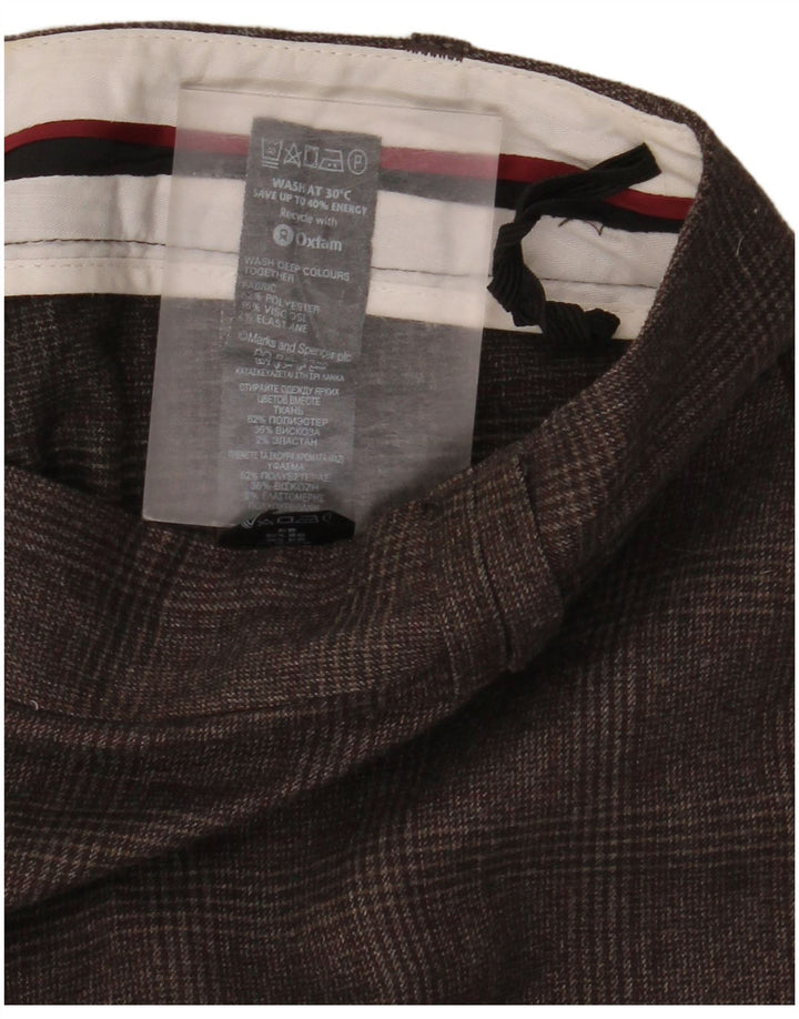 Marks & Spencer Womens Suit Trousers UK 16 Large W38 L29 Brown Check
