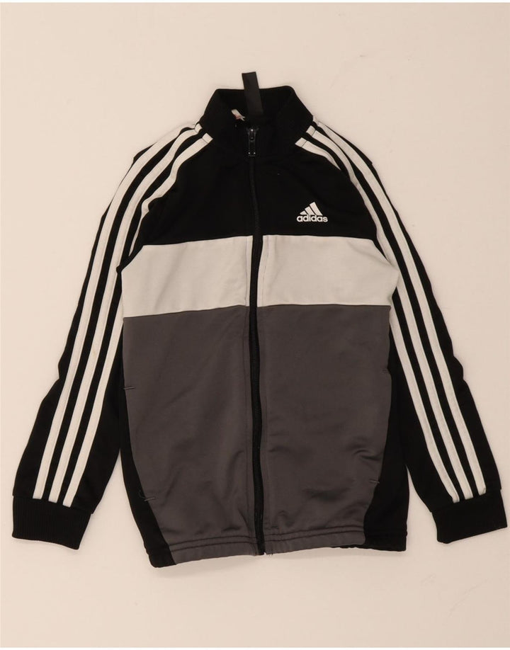 Giacca da tuta da ragazzo Adidas 7-8 anni in poliestere color block nero