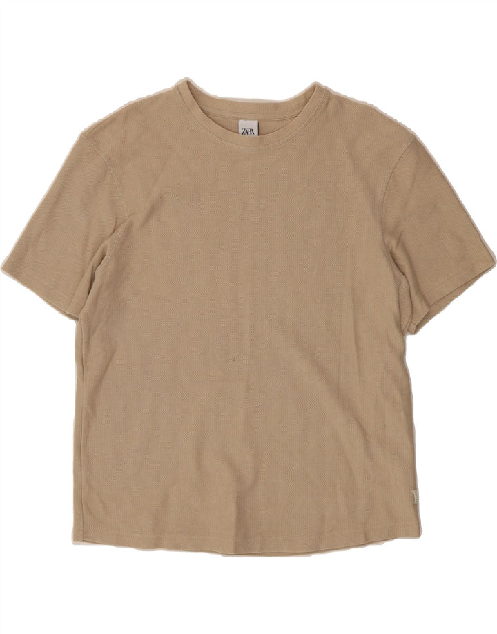 ZARA Mens T-Shirt Top XL Beige Cotton Vintage Zara and Second-Hand Zara from Messina Hembry 