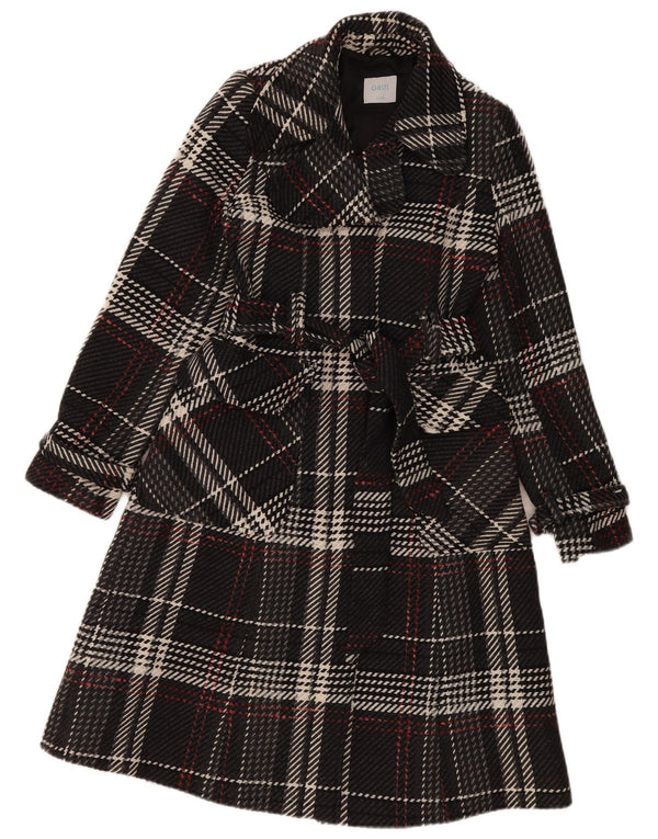 Oasis Womens Overcoat UK 8 Small Black Check Wool
