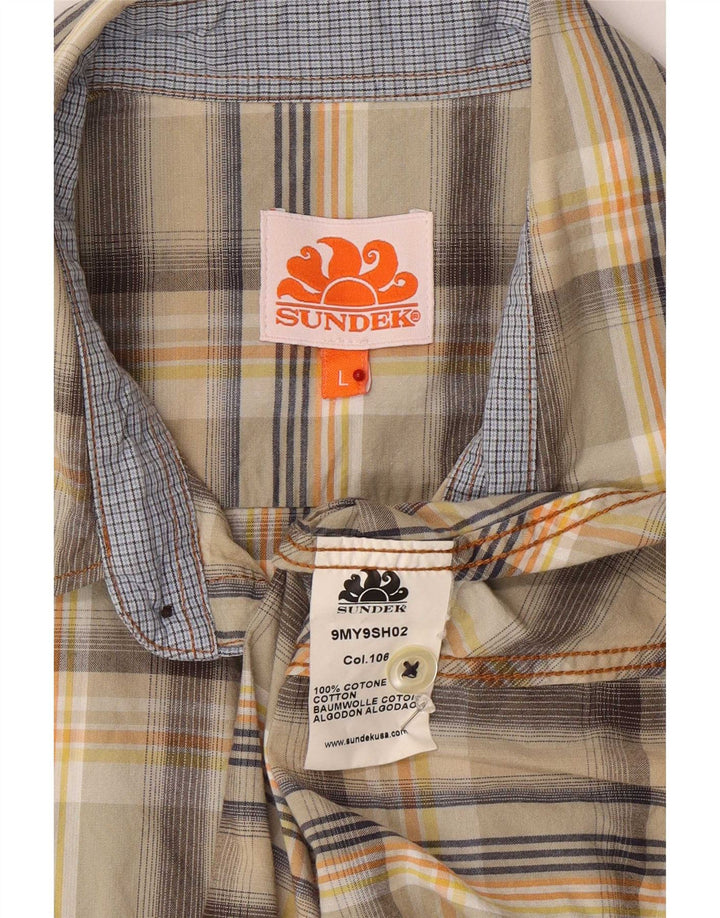 Sundek Mens Short Sleeve Shirt Large Multicoloured Plaid Cotton