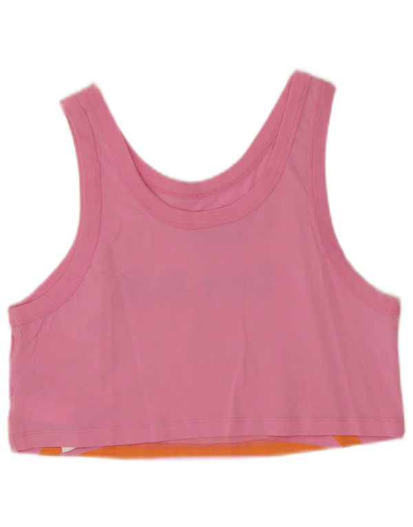 NBA Womens New York Knicks Crop Graphic Vest Top UK 10 Small Rosa Baumwolle