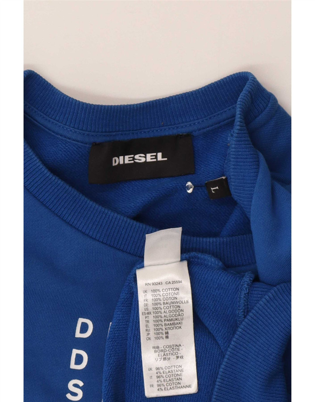 Diesel Herre Grafisk Sweatshirt Jumper Stor Blå Bomuld