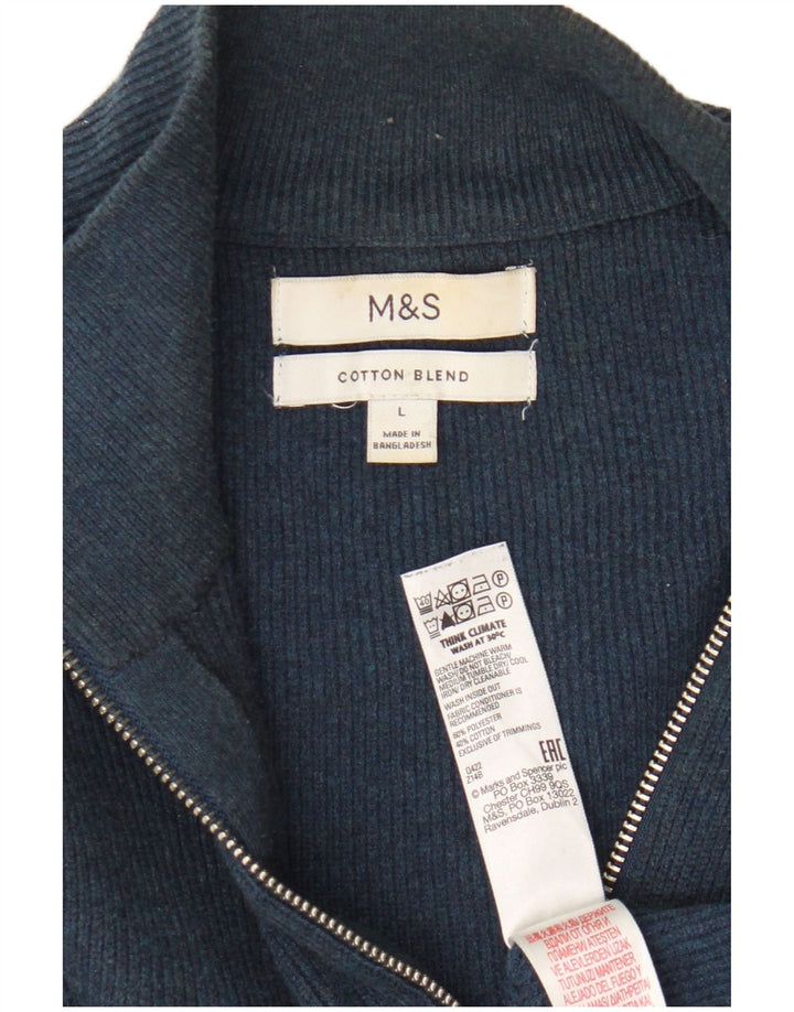 Marks & Spencer Herre sweater med lynlåshals Stor marineblå bomuld