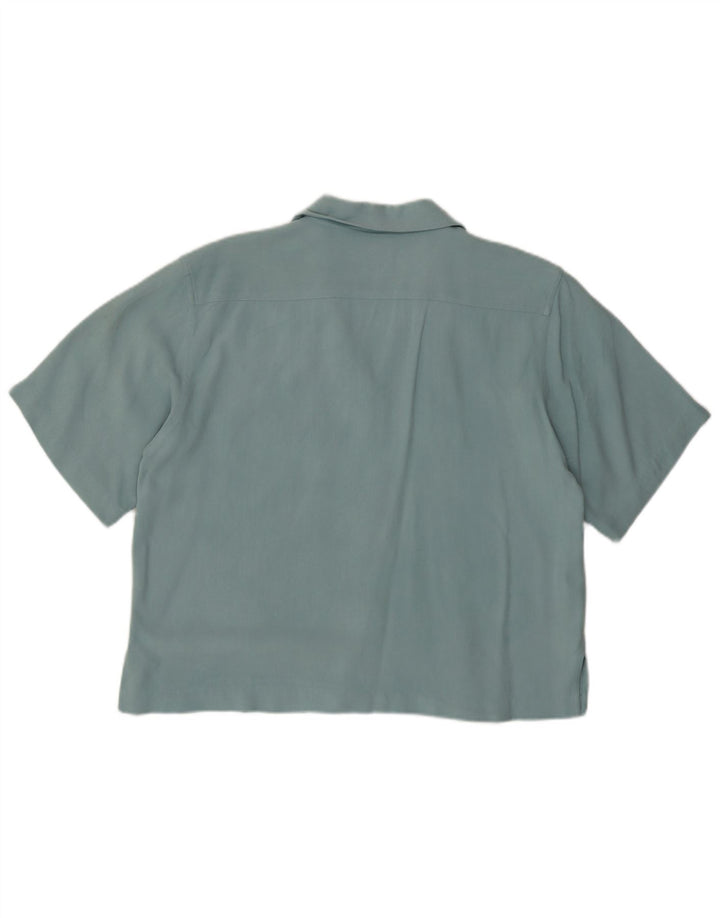 Tommy Bahama Damen Kurzarmhemd UK 12 Mitteltürkis mit Fischgrätenmuster
